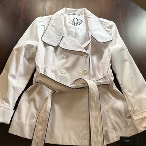 GUESS White Double Breasted Button Jacket black trim Y2K size XL